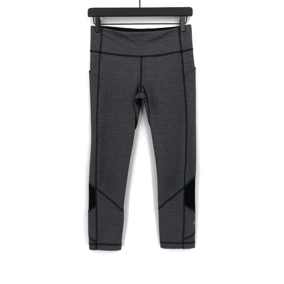 LULULEMON Pace Rival Crop Legging Heathered Grey Black 6 - Picture 1 of 8